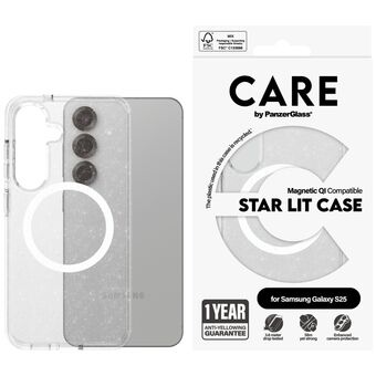 Etui CARE by PanzerGlass Flagship Urban Combat Starlight White QI voor Samsung Galaxy S25 doorzichtig