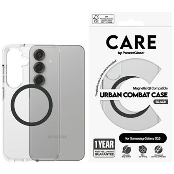 Etui CARE by PanzerGlass Flagship Urban Combat Zwart QI voor Samsung Galaxy S25 doorzichtig