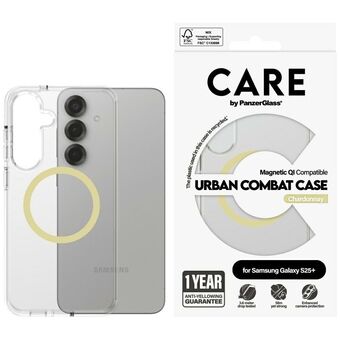 Etui CARE by PanzerGlass Flagship Urban Combat Chardonnay QI voor Samsung Galaxy S25+ transparant