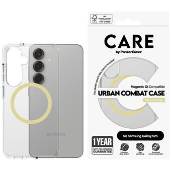 Etui CARE by PanzerGlass Flagship Urban Combat Chardonnay QI voor Samsung Galaxy S25 transparant