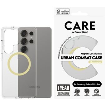 Etui CARE by PanzerGlass Flagship Urban Combat Chardonnay QI voor Samsung Galaxy S25 Ultra transparant