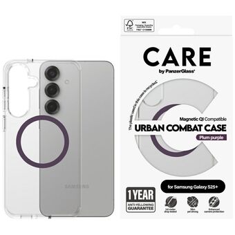 Etui CARE by PanzerGlass Flagship Urban Combat Purple QI voor Samsung Galaxy S25+ doorzichtig