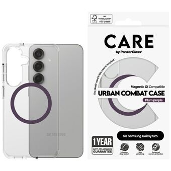 Etui CARE by PanzerGlass Flagship Urban Combat Paars QI voor Samsung Galaxy S25 transparant