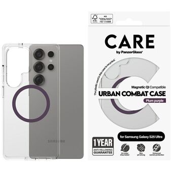 Etui CARE by PanzerGlass Flagship Urban Combat Purple QI voor Samsung Galaxy S25 Ultra doorzichtig