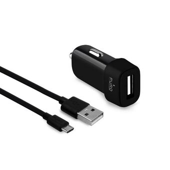 Puro-oplader alleen. 1xUSB 1A met MicroUSB kabel zwart/zwart MCHUSBMICROCBLK