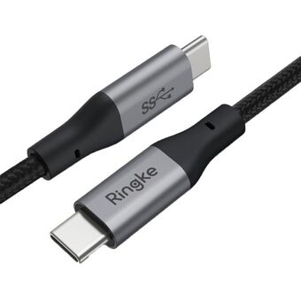 Ringke Gevlochten Kabel USB-C naar USB-C 1,2m Snelladen zwart/black ACCB0002