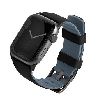 UNIQ band Linus Apple Watch Series 4/5/6/7/8 / SE / SE2 38/40 / 41mm. Airosoft Silicone zwart / middernacht zwart