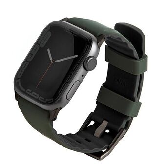 UNIQ band Linus Apple Watch Series 4/5/6/7/8 / SE / SE2 / Ultra 42/44/45mm. Airosoft Silicone groen / mosgroen