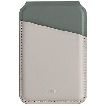 UNIQ Lyden DS magnetische portemonnee RFID en telefoonstandaard beige-groen/ivoor-mosgroen.