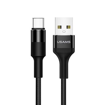 USAMS Gevlochten kabel U5 2A USB-C zwart 1,2m SJ221TC01 (US-SJ221)