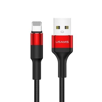 USAMS U5 gevlochten kabel 2A bliksem rood/rood 1,2m SJ220IP02 (US-SJ220)