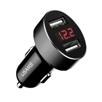 USAMS Autolader 2xUSB C1 2,1A LED zwart/black CC45GC01 (US-CC045)