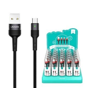 USAMS U26 microUSB kabel gevlochten 1m 1 st. voor set 2A Snel opladen zwart / zwart SJ312MC01 (US-SJ312) SJ312USB01