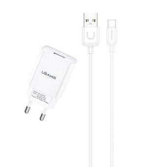 USAMS Oplader net. 1xUSB T21 lightning wit 2,1A Snel opladen T21OCLN01