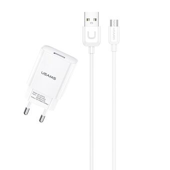 USAMS Netlader 1xUSB T21 micro USB wit/white 2,1A Snelladen T21OCMC01