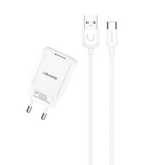 Sure, here\'s the translation:

USAMS Netstroomlader 1xUSB T21 USB-C wit/wit 2,1A Snelladen T21OCTC01