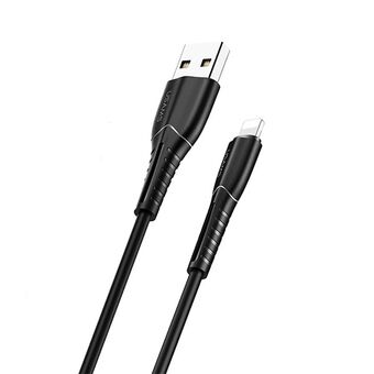 USAMS kabel U35 lightning 2A snelladend 1m zwart/zwart SJ364USB01 (US-SJ364)