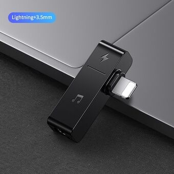 USAMS Adapter AU12 2-in-1 Lightning + 3,5mm zwart/black SJ385LN01 (US-SJ385)