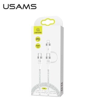 USAMS U31 USB-C naar USB-C / ritskabel 60W PD Fast Charge wit / wit SJ403USB02 (US-SJ403)