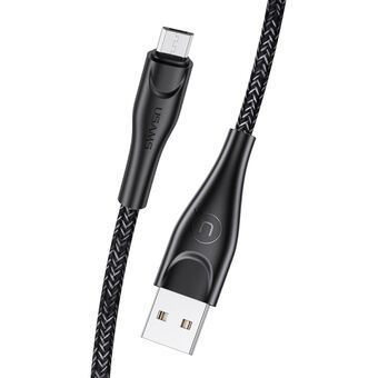 USAMS U41 microUSB kabel 1m 2A zwart/zwart SJ393USB01 (US-SJ393) Snel opladen