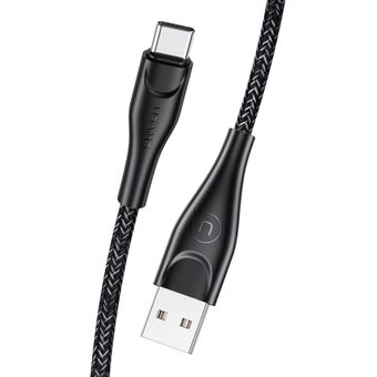 USAMS Kabel gevlochten U41 USB-C 2m 2A zwart SJ395USB01 (US-SJ395) Snelladen