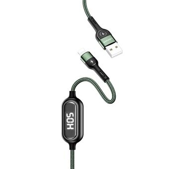 USAMS U48 bliksem 1,2m 2A snellaad LED kabel groen/groen SJ423USB02 (US-SJ423)