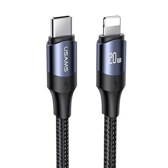 USAMS Kabel U71 USB-C naar Lightning 2m 20W PD Fast Charge zwart SJ522USB01 (US-SJ522)