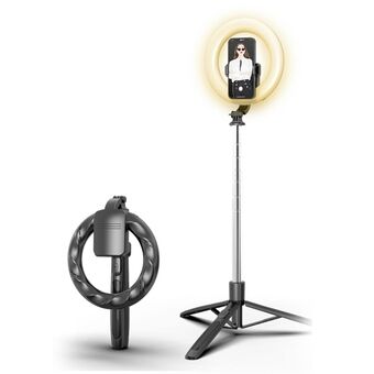 USAMS Telefoonhouder met LED-lamp tripod zwart (US-ZB241)