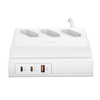 USAMS Stekkerdoos 65W Super Si Snel opladen USB verlengstekker EU wit/wit CC160TC01 (US-CC160)