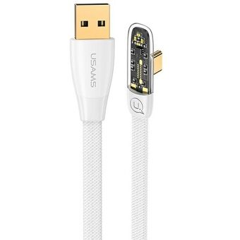 USAMS haakse kabel USB naar USB-C PD 6A 66W Snel opladen Iceflake Series 1,2m wit/wit SJ585USB02 (US-SJ585)