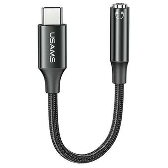 USAMS AU16-adapter USB-C - jack 3.5mm DAC, zwart SJ599YPTC01 (US-SJ599)