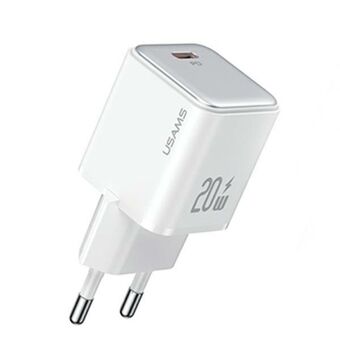 USAMS-belasting. netwerk. 1xUSB-C PD20W (alleen kop) PD3.0 Snel opladen wit/wit X-ron-serie CC183TC02 (US-CC183)