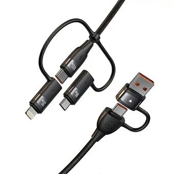 USAMS Kabel U85 2xUSB-C/USB-A 2m 100W PD Snel Opladen zwart SJ655USB01 (US-SJ655)