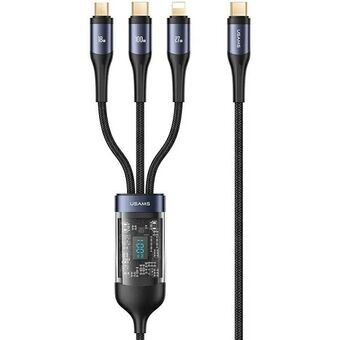 USAMS kabel gevlochten U83 3-in-1 100W 1,2m Digitaal Display PD Snellader (lightning/microUSB/USB-C) SJ600USB01 (US-SJ600)