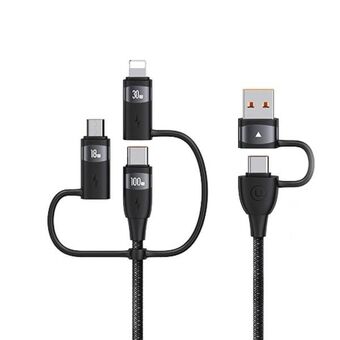 USAMS Kabel U85 2xUSB-C/USB/Micro-USB/ Lightning 6w1 1,2m 100W PD Fast Charge zwart SJ645USB01 (US-SJ645)