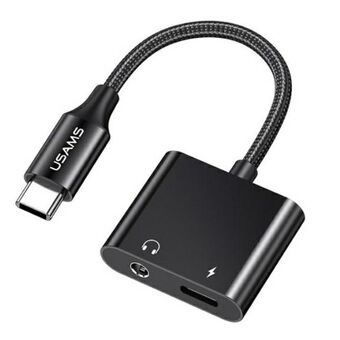 USAMS AU15 Adapter USB-C - jack 3.5 mm DAC + USB-C PD60W zwart SJ598YPTC01 (US-SJ598)