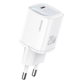 USAMS Ład. siec. CC248 20W GaN USB-C Snellader HC Series wit/white CC248TC02