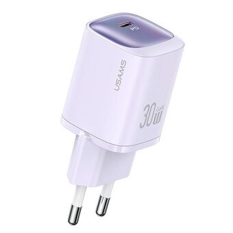 USAMS Ład. siec. CC251 30W GaN USB-C Snelladen HC-serie violet/paars CC251TC03