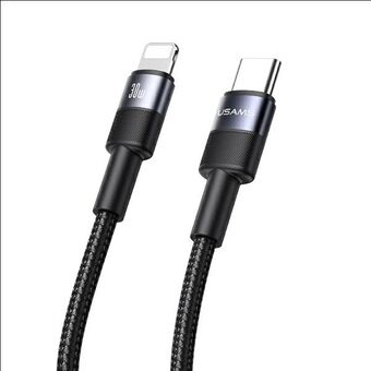 USAMS Kabel USB-C naar Lightning 30W zwart/black 1,2m SJ729USBSG01 (US-SJ729)