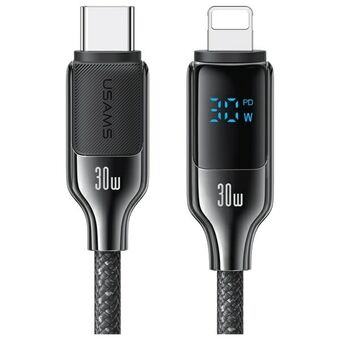 USAMS Kabel USB-C naar Lightning 30W 1,2m Digital Display Zinc Alloy Snelladende Gegevenskabel HX Series SJ741USB01 (US-SJ741)