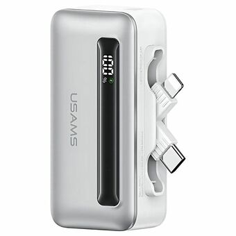 USAMS Powerbank 4500mAh USB-C/Lightning 20W PD Snelladen zilver/silver XB-serie 4K5CD23302 (US-CD233)