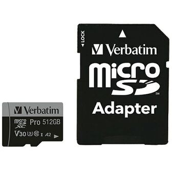 Verbatim microSD-kaart 512GB + adapter Pro U3 zwart/black 47046