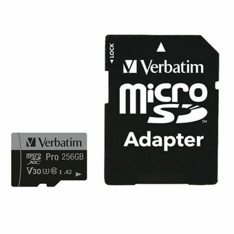 Verbatim microSD-kaart 256GB + adapter Pro U3 zwart/black 47045