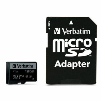 Verbatim microSD-kaart 128GB + adapter Pro U3 zwart/black 47044