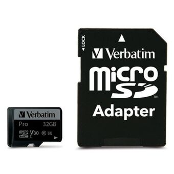 Verbatim Karta microSD 32GB + adapter Pro U3 zwart/black 47041