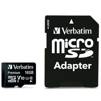 Verbatim microSDHC-kaart 16GB V10 + adapter zwart/zwart 44082