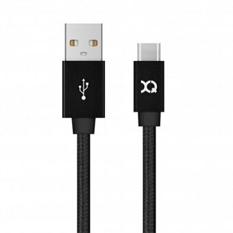 Xqisit Katoen USB C 3.0 kabel zwart/zwart 1.8m 27749