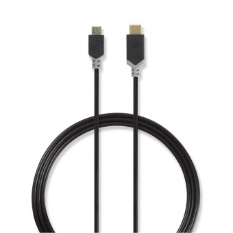 USB-kabel | USB 2.0 | USB-C™ mannelijk | USB Micro-B-stekker | 480 Mbps | Verguld | 1.00 meter | Ronde | Pvc | Antraciet | Plastieken zak