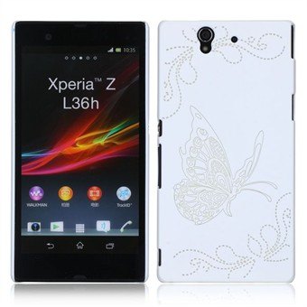 Vlinders Cover Bescherming Xperia Z (Wit)