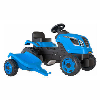 Smoby Boer XL Traptractor met Aanhangwagen Blauw